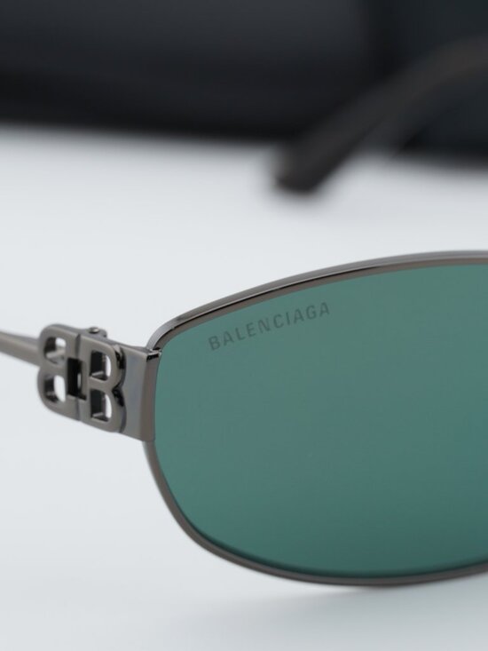 Balenciaga BB0336S 005 Unisex Oval Sunglasses - Grey / Green Mirror main image 8